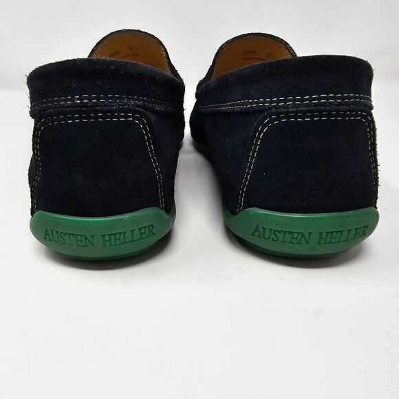 AUSTEN HELLER PENNY LOAFERS MOC DRIVERS BLUE SUEDE GREEN CONTRASTING MENS 8.5 - Picture 3 of 8